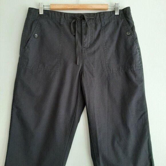 CALVIN KLEIN 100% Cotton Casual Straight Leg Crop Pants Navy Sz 10 - Picture 3 of 9